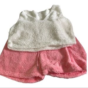 Thread 3 Piece Faux Fur Pajamas & Short Hooded Robe. Size L. Brand New